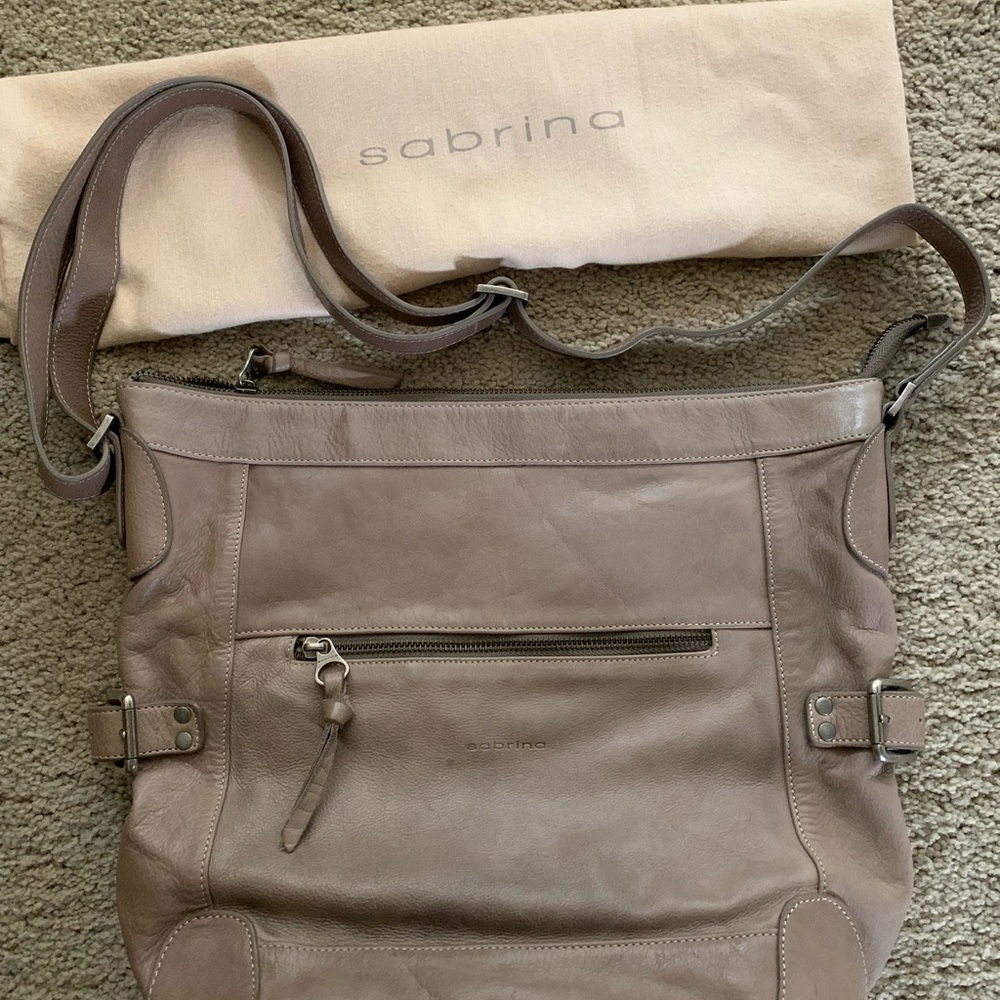 Italian Leather Messenger crossbody from Sabrina with dust cover